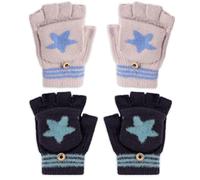 2 Pares De Guantes Plegables Con Forma De Estrella De Cinco Puntas, Guantes Para Niños, Manoplas, Guantes De Punto Cálidos, Guantes De Ciclismo, Guantes De Escritura