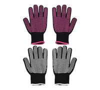2 Pares de Guantes Resistentes al Calor e Ignífugos - Aislantes, Antideslizantes para Cocina y Horno - Adecuados para Hornear, Asar, Pelo Rizado (Negro)