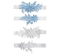 2 pares de ligas de boda, ligas nupciales, ligas de encaje, ligas decorativas florales, ligas vintage