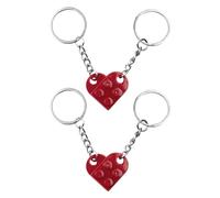 2 Pares De Llaveros De Bloques De Construcción, Llaveros En Forma De Corazón, Llaveros Coles Creativos, Coles De Bricolaje, Pequeñas Decoraciones De Regalo para Parejas