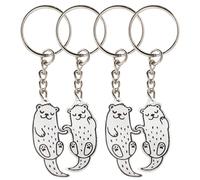 2 Pares de Llaveros de Nutria, Colgantes de Metal, Lindos Animales, Hebillas para Parejas y Amigos, Plata, Talla Única