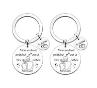 2 Pares De Llaveros, Llavero con Letras De Acero Inoxidable, Cole De Bolso Simple Y Moderno, Amigos.