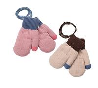 2 pares de manopla infantil de punto guantes gruesos con cuerda gruesa, dedos completos, invierno, diseño de guantes de manoplas para niños, guantes deportivos al aire libre, esquí, snowboard camping