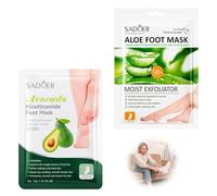 2 pares de máscaras para pies, aloe vera y aguacate, para eliminar callos y callos