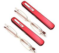 2 pares de mini lector compacto y liviano Lector de gafas de lectura con estuche/clip de pluma para hombres y mujeres