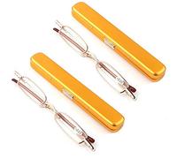 2 pares de mini lector compacto y liviano Lector de gafas de lectura con estuche/clip de pluma para hombres y mujeres