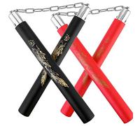 2 Pares de Nunchakus Espuma portátiles Nunchaku Artes Marciales Nunchakus Profesionales Nunchaku de Entrenamiento de Seguridad Nunchucks con Cadena de Acero para Adultos Niños y Principiantes