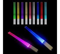 2 pares de palillos luminosos con luz LED, palillos de sable de luz, ligeros y portátiles con 9 modos de color, sin BPA, reutilizables, ideales para la cocina, la cena y el sushi.