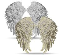 2 Pares De Parches De Lentejuelas Con Alas De Ángel Grandes, 32x14 CM Apliques Grandes Para Coser, Parches De Alas Bordadas Parches Ropa Termoadhesivos Para Bricolaje Ropa Para Adultos Chaquetas Jeans
