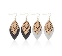 2 pares de pendientes con estampado de leopardo, pendientes de cuero en forma de lágrima, pendientes de moda para mujer, colgantes con estampado de leopardo, pendientes de estilo bohemio, adecuados