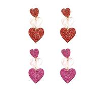 2 pares de pendientes de amor a juego con diseño de amor con purpurina, pendientes de hip hop, pendientes de moda para mujer, grandes colgantes, Acrílico
