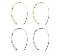 2 pares de pendientes de aro para mujer, pendientes de aro de plata hipoalergénicos, pendientes de aro para mujeres y niñas, Plata