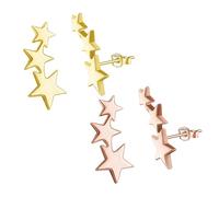 2 pares de pendientes de borla de estrella con 1 caja de joyería, elegantes pendientes para mujer, pendientes de borla, pendientes de estrella, aptos para cumpleaños, citas (oro, oro rosa), Acero