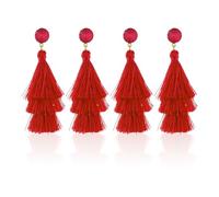 2 pares de pendientes de borla roja, pendientes rojos, pendientes para mujer, pendientes elegantes para mujeres, exquisitos regalos de joyería, regalos para niñas, pendientes personalizados rojos,