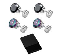 2 pares de pendientes de circonita, 1 pieza en caja de regalo negra, pendientes de diamante de acero inoxidable, pendientes de cristal brillantes, naturalmente hermosos, adecuados