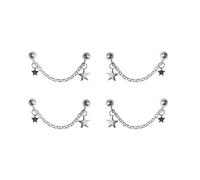 2 pares de pendientes de estrella de cinco puntas, pendientes de estrella, pendientes para mujer, pendientes de estrella de borla, joyería para mujer, 3,6 * 0,9 cm, Cobre