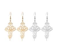 2 Pares De Pendientes De Loto Huecos, Joyas De Acero Inoxidable Para Mujer, Pendientes Colgantes Para Mujer, Joyas De Acero Inoxidable, Pendientes De Acero Inoxidable Dorados