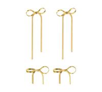 2 Pares de Pendientes de Mariposa Con Borlas - Joyería de Moda Para Mujer, Lazo Dorado, Accesorios, Regalo - Cobre