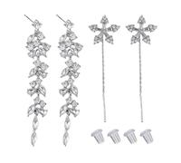 2 Pares de Pendientes Largos con Diamantes de Imitación, Colgantes con Purpurina y Brillantes para Mujer