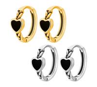 2 pares de pendientes para mujer, pendientes de amor retro, pendientes redondos, pendientes geométricos simples, pendientes versátiles, accesorios de moda (oro, plata), Aleación,Cobre