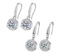 2 pares de pendientes para mujer, pendientes de diamante, pendientes de plata de ley, pendientes colgantes, accesorios para mujeres y niñas, Cobre