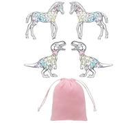 2 Pares De Pendientes Para Niñas, 1 Bolsa De Almacenamiento Rosa, Pendientes De Caballo Para Niñas, Pendientes De Caballo Con Diamantes De Imitación, Regalo De Pendientes De Caballo Para Mujer