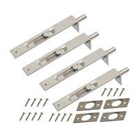 2 pares de pernos de puerta NUZAMAS de 15 cm, cerradura de pestillo deslizante de acero inoxidable resistente, puertas secundarias primarias, seguridad de doble apertura
