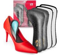 2 pares de plantillas de cuero SULPO para zapatos de tacón - espuma EVA amortiguadora perfilada negra, talla 35-36