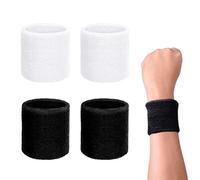 2 pares de pulseras deportivas, bandas para el sudor de la muñeca, pulseras deportivas, adecuadas para culturismo, fitness, baloncesto y bádminton (negro, blanco)