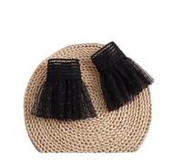 2 pares de puños desmontables malla encaje con mangas acampanadas falsas for mujer, plisadas, volantes, accesorio decorativo for pulsera Para Decoración De Ropa(Black 1)