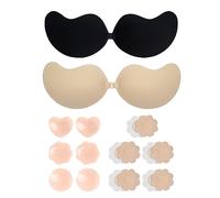 2 Pares De Sujetadores Adhesivos Con 8 Pares De Cubiertas Para Pezones, Sujetador Invisible, Sujetador Sin Tirantes De Silicona, Reutilizable, Adecuado Para Vestidos De Noche Y Ropa Sin Espalda