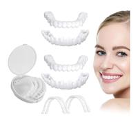 2 Pares Dentadura De Silicona Dientes Postizos Temporales Superior E Inferior, Carillas Dentales Ajustables Para Cubrir Dientes Picados, Kit Blanqueamiento Dental Uso Diario Y Citas