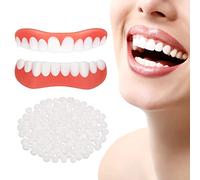 2 Pares Dentadura Postiza Clip Protesis Dental Ajustables, Dientes Postizos Temporales Superior E Inferior, Carillas Dentales Realistas Para Hombres Mujeres Blanquear Los Dientes Solución