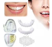 2 pares Dentaduras Postizas Instantáneas Carillas Dentales Sonrisa Temporales de Dientes Superiores Y Inferiores Dientes Postizos Cosméticos Temporales Kit Blanqueamiento Dental