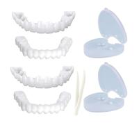 2 Pares Dientes De Carillas Cosméticas, Dentaduras Postizas Instantáneas, Dientes Postizos Reales De Superior E Inferior, Perfecta Sonrisa Dentadura De Silicona Para Hombre Mujer