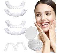 2 Pares Dientes de Carillas Cosméticos, Reutilizable Cómoda Dientes Temporales de Superior e Inferior para Hombre Mujer Blanqueamiento Dental Cubrir Los Dientes Defectuosos