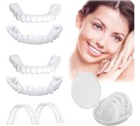 2 Pares Dientes de Carillas Cosméticos, Reutilizable Cómoda Dientes Temporales de Superior e Inferior para Hombre Mujer Blanqueamiento Dental Cubrir Los Dientes Defectuosos