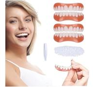 2 Pares Dientes de Carillas Cosméticos, Seguro y Cómodo Carillas A Presión En Los Dientes Superiores Inferiores con Cuentas Adhesivas Térmicas para La Reparación Temporal de Problemas Dentales