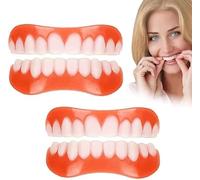 2 Pares Dientes de Carillas Cosméticos, Seguro y Cómodo Carillas A Presión En Los Dientes Superiores Inferiores con Cuentas Adhesivas Térmicas para La Reparación Temporal de Problemas Dentales