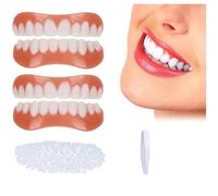 2 Pares Dientes de Carillas Cosméticos, Seguro y Cómodo Carillas A Presión En Los Dientes Superiores Inferiores con Cuentas Adhesivas Térmicas para La Reparación Temporal de Problemas Dentales