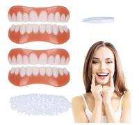 2 Pares Dientes de Carillas Cosméticos, Seguro y Cómodo Carillas A Presión En Los Dientes Superiores Inferiores con Cuentas Adhesivas Térmicas para La Reparación Temporal de Problemas Dentales