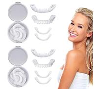 2 Pares Dientes Falsos Carillas Dentales Ajustables, Dientes Postizas Temporales Superior Y Inferior, Tiras Blanqueadoras Dientes Para Hombre Y Mujer Sonrisa Perfecta