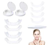 2 Pares Dientes Falsos Carillas Dentales Cosméticas Dientes Postizos Reales, Chapas De Dientes Superiores E Inferiores Dentaduras Postiza Temporales Dientes Instantáneos