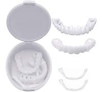 2 Pares Dientes Postizos, Snap on Blanqueamiento de Dentadura, Fit Flex Cosmetic Carillas Dentales Cosméticos Dentaduras Postizas Instantáneas Reutilizable Silicona Superior E Inferior Para Adultos