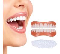 2 Pares Dientes Postizos Temporales, Carillas Dentales Ajustables para Cubrir Dientes Picados, Fundas Dentales, Dentadura Postiza Diente Blanco Falso para Hombre Mujer