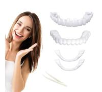 2 Pares Dientes Postizos Temporales Prótesis Dental Cosmética, Kit Blanqueamiento Dental Superior E Inferior, Carillas Dentales Ajustables Cubrir Dientes Picados Para Hombr Y Mujer