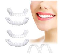 2 Pares Dientes Postizos Temporales, Reutilizable Cómoda Dientes de Carillas Cosméticos de Superior e Inferior para Hombre Mujer Blanqueamiento Dental Cubrir Los Dientes Defectuosos