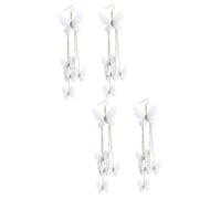 2 Pares Drinestone Drop Bohemio Long Crystal Tassel Pendientes para Mujeres Colgantes Colgantes de Diamantes Boho Joyas Colgan Blanca