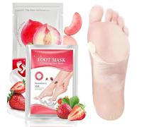 2 Pares Exfoliante Pies, Calcetines Hidratantes para Piess, Máscara Pies Peeling, Para Pie Secos, Hidrata Y Nutre, Piess Suaves y Renovados, Apta para Mujeres y Hombres（Melocotón de fresa）