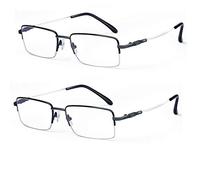 2 Pares Gafas de Lectura Luz Anti-azul,Anti Fatiga Visual,Protección Radiológica,Anteojos para Lectura de Computadora,Lector Ultraligero,para Mujeres Y Hombres (+0.50,2 Black)